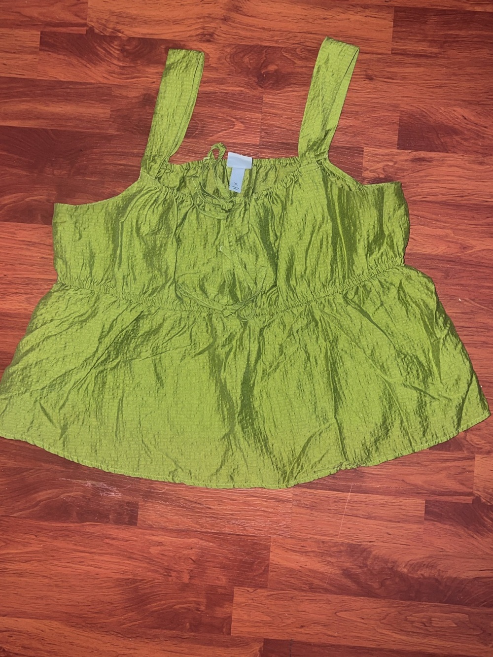 a new day Lime Green Ruffled Tank Top
